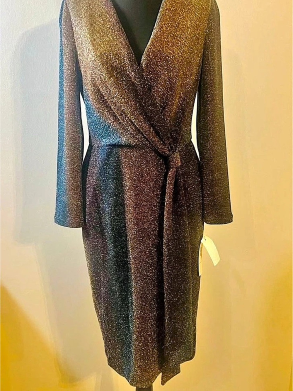 Color Block Wrap Midi Dress US 8 - NEW